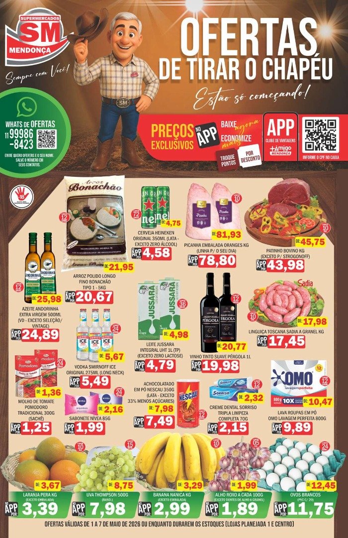 Supermercados Mendonça - Ofertas válidas de 1 a 7 de Maio de 2026