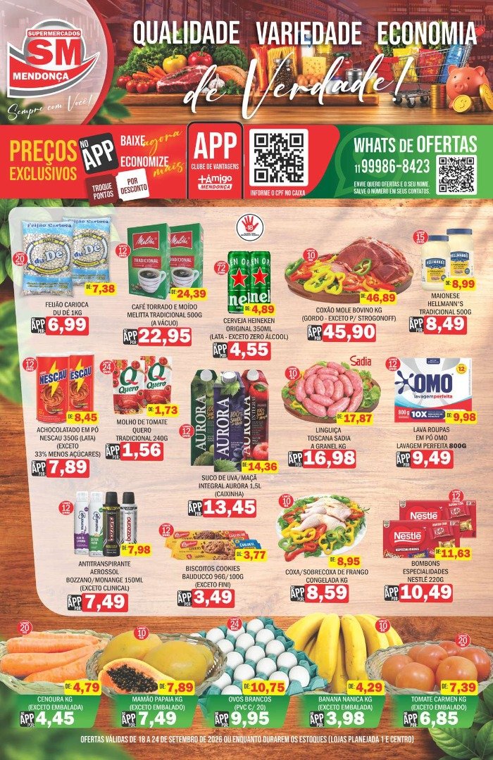 Supermercados Mendonça: ofertas de 18 a 24 de Setembro de 2026